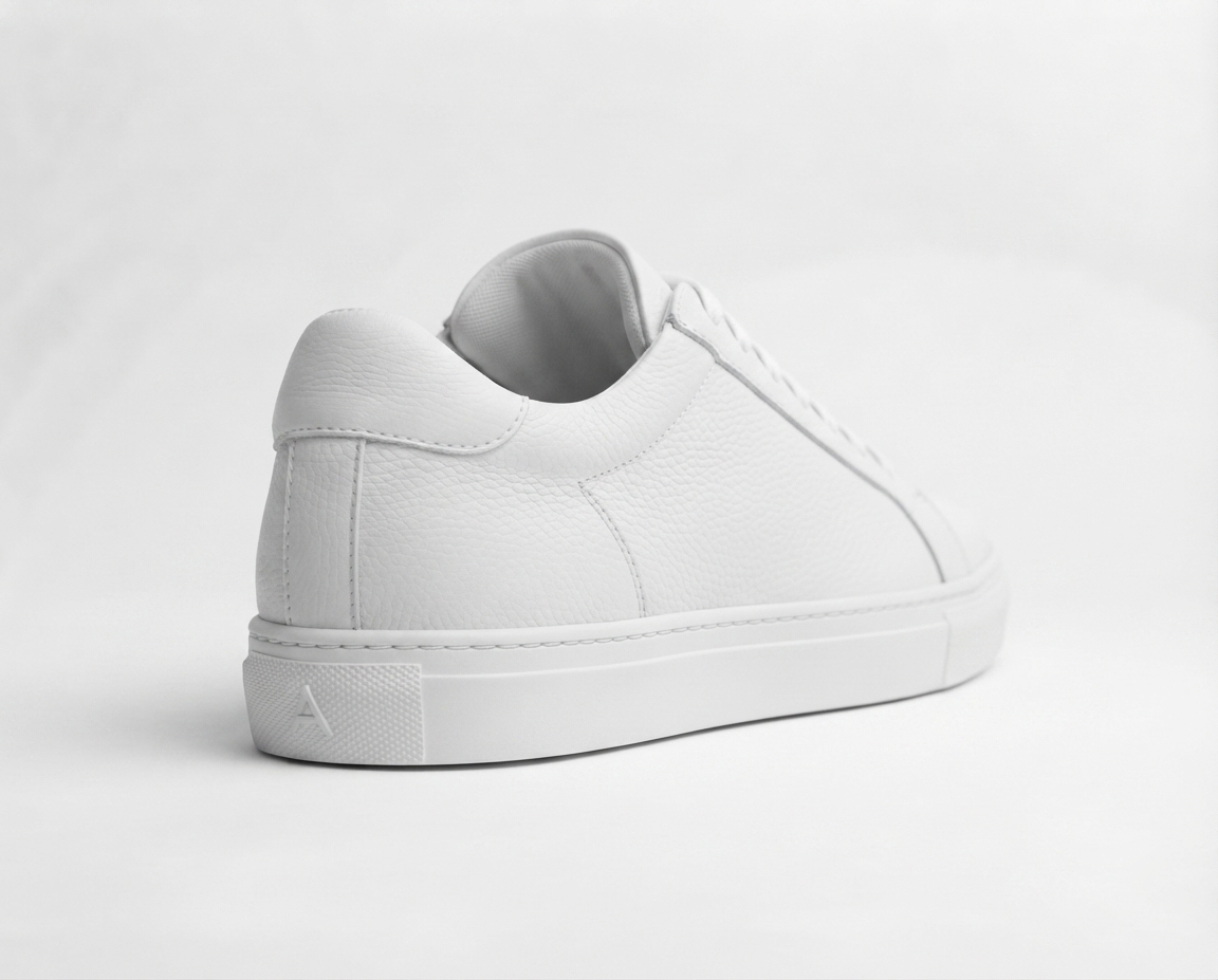 Men's White Leather Low-Top Sneakers