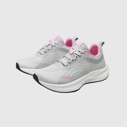 Women's Grey Mesh Running Sneakers — Cushioned Athletic Shoes
