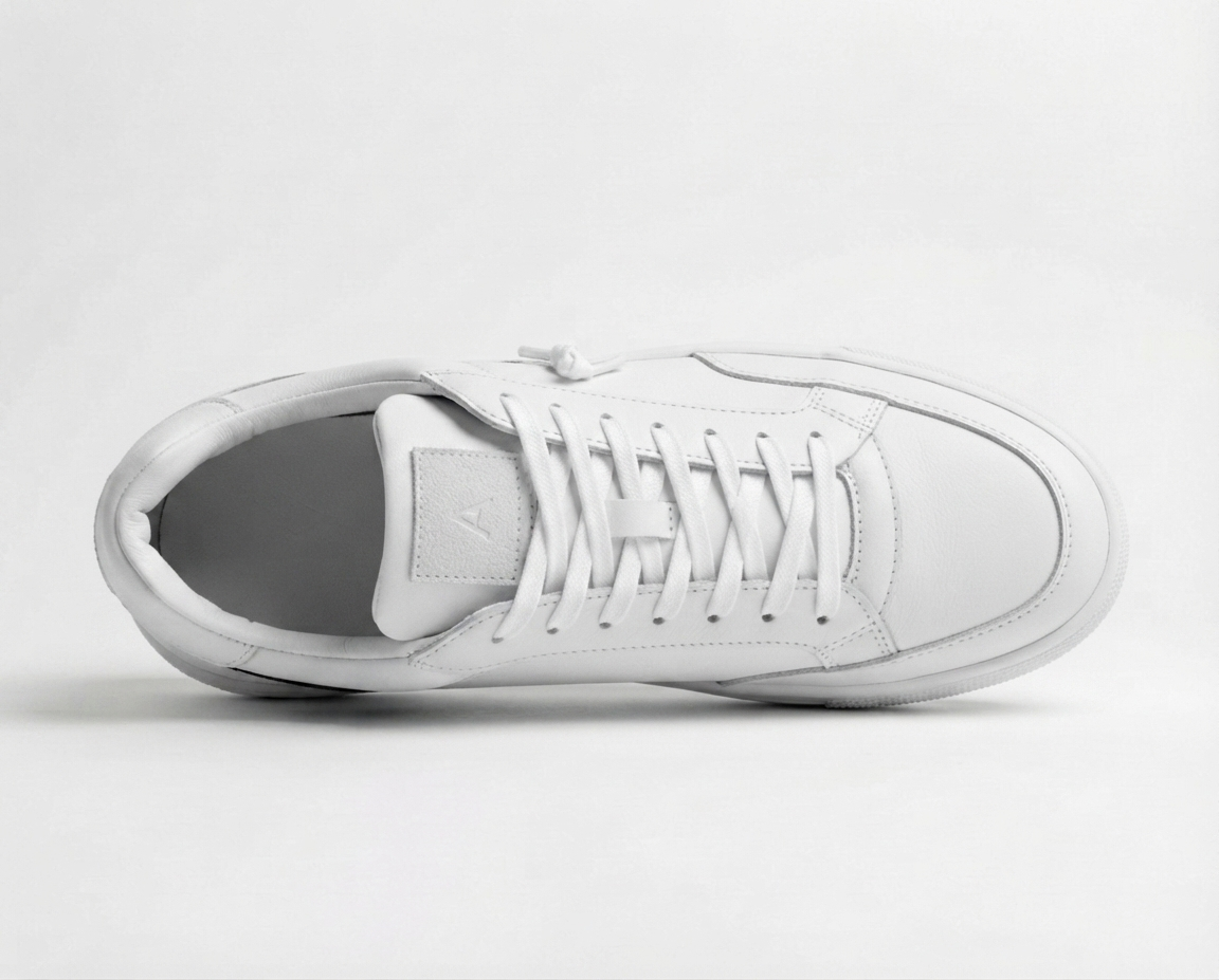 Men's White Leather Low-Top Sneakers