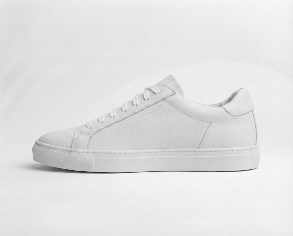 Men's White Leather Low-Top Sneakers