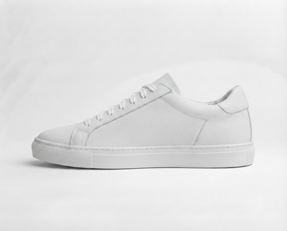 Men's White Leather Low-Top Sneakers
