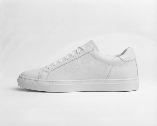 Men's White Leather Low-Top Sneakers